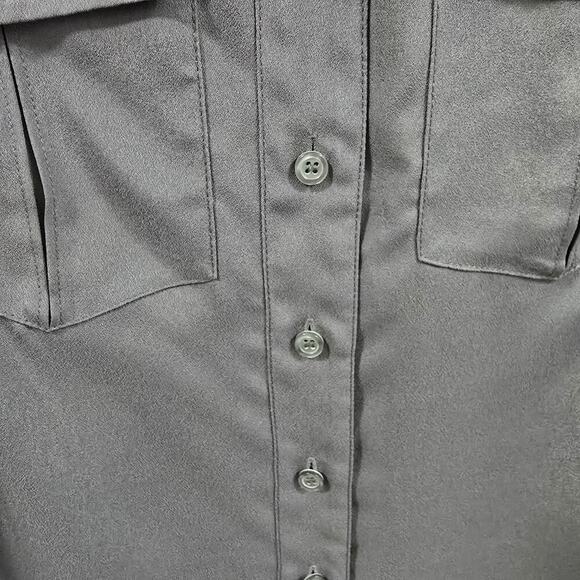 J.Crew Womens Sleeveless Blouse Size 4 Gray Utility Style Button Casual Top - Picture 10 of 11